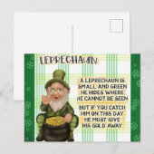 Carte Postale Jour de la Saint Patrick irlandais Leprechaun poèm (Devant / Derrière)