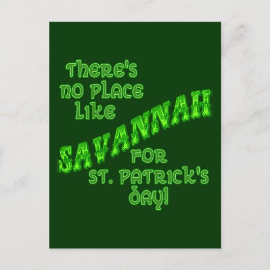 CARTE POSTALE JOUR DE LA SAINT PATRICK SAVANNAH (Devant)