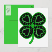 Carte postale Jour de la St Patrick Coeur de trèfl (Devant / Derrière)