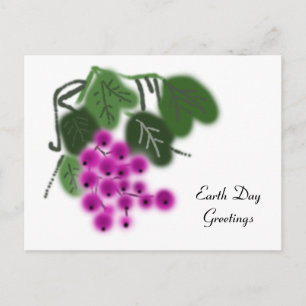 Carte Postale Jour de la Terre. raisins violets et feuilles vert