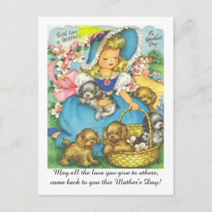 Carte Postale Jour de maman Vintage adorable