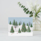 Carte postale Jour de Noël de la forêt enchantée (Debout devant)