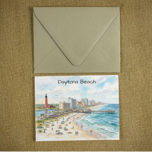 Carte Postale Jour de plage de Daytona Charme côtier Art aquarel