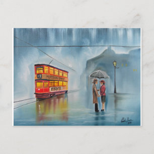 CARTE POSTALE JOUR DE PLUIE ROMANTIQUE DE COUPLE EN PARAPLUIE