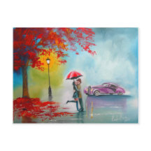 JOUR DE PLUIE ROUGE PARAPLULE ROMANTIQUE COUPLE