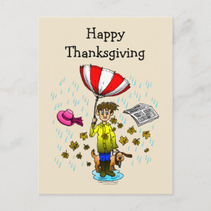 Carte Postale Jour de Thanksgiving pluvieux et venteux