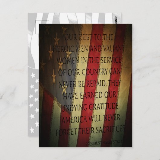 Carte Postale Jour des anciens combattants Harry S. Truman (Devant / Derrière)