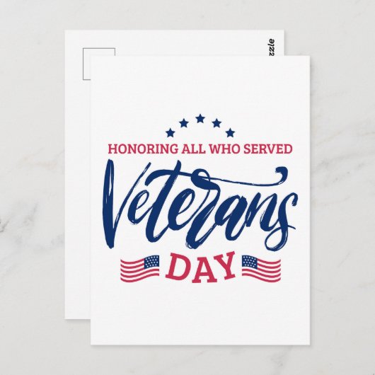 Carte Postale Jour des anciens combattants - Honorer tous ceux q (Devant / Derrière)