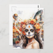 Carte Postale Jour des morts de La Catrina (Devant / Derrière)