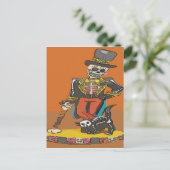 Carte Postale Jour des morts Skelton et Chat (Debout devant)