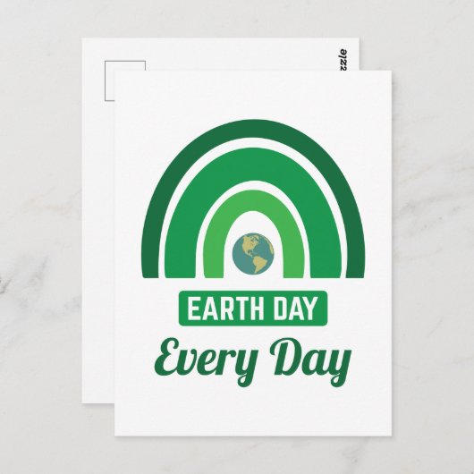 Carte Postale Jour des terres écologique Arc-en-ciel vert tous l (Devant / Derrière)