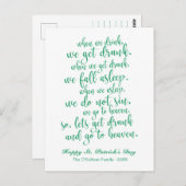 Carte Postale Jour des toasts irlandais St. Patrick (Devant / Derrière)