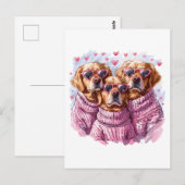 Carte Postale Jour des Valentines Chiens d'or (Devant / Derrière)