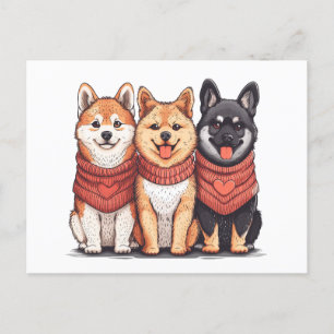 Carte Postale Jour des Valentines Chiens Shiba Inu