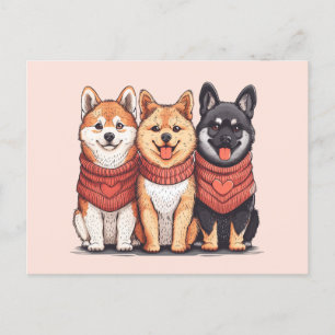 Carte Postale Jour des Valentines Chiens Shiba Inu