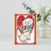 Carte Postale Jour des Valentines de Chat Vintage (Debout devant)