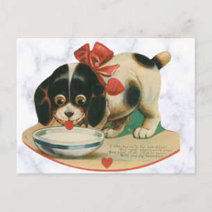 Carte Postale Jour des Valentines de Chien Vintage