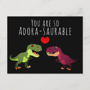 Carte Postale Jour des Valentines de dinosaures de Kawaii noir m