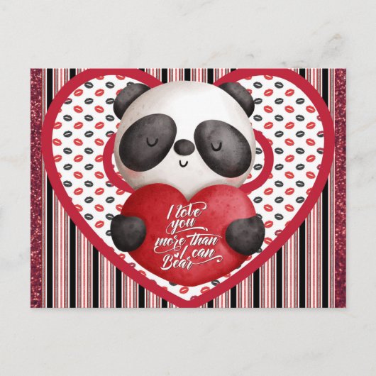 Carte Postale Jour des Valentines de l'ours de Panda (Devant)