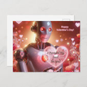 Carte Postale Jour des Valentines de Robot Drôle (Devant / Derrière)