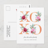 Carte Postale Jour des Valentines florales XOXO (Devant / Derrière)