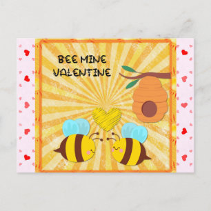 Carte Postale Jour des Valentines pour la mienne d'abeilles