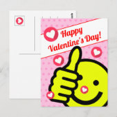 Carte Postale Jour des Valentines roses face aux mignons pouces  (Devant / Derrière)