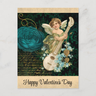 Carte Postale Jour des Valentines vintages Angel victorien Flora