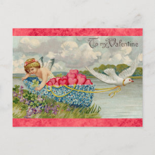 Carte Postale Jour des Valentines vintages Coeur d'ange victorie