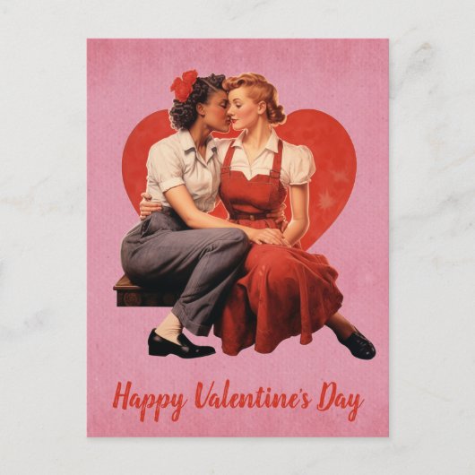 Carte Postale Jour des Valentines vintages Couple lesbien (Devant)