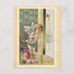 Carte Postale Jour des Valentines vintages Poème victorien Cupid