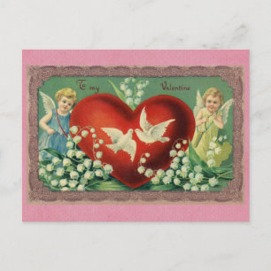 Carte Postale Jour des Valentines Vintages Victorian Angel Heart