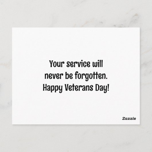 Carte Postale Jour des vétérans : Hommage aux braves (Dos)