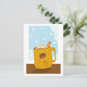 Carte Postale Jour d'hiver avec du cacao à l'ours (Debout devant)