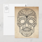 Carte Postale Jour Du Crâne Grungy Morte (Devant / Derrière)