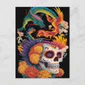 Carte Postale Jour Du Crâne Mort Avec Dragon Et Phoenix (Devant)