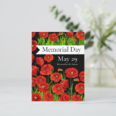 Carte Postale Jour du Souvenir des Coquelicots Rouges (Debout devant)