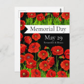 Carte Postale Jour du Souvenir des Coquelicots Rouges (Devant / Derrière)