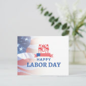 Carte Postale Jour du Travail heureux et moderne blanc (Debout devant)