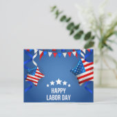 Carte Postale Jour du Travail Joyeux Traditionnel Bleu (Debout devant)