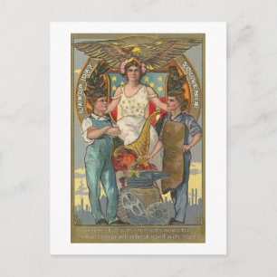 Carte Postale Jour du travail patriotique vintage en Amérique
