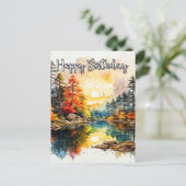 Carte Postale Jour ensoleillé sur l'étang | Joyeux anniversaire (Debout devant)