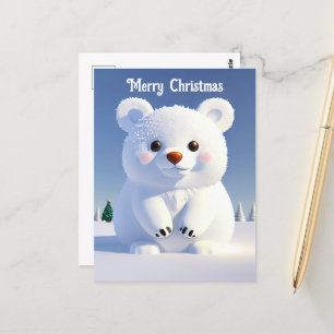 Carte Postale Jour festif de Noël à l'ours polaire mignon