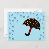 Carte Postale jour pluvieux avec parapluie (Devant / Derrière)