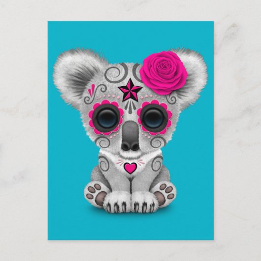 Carte Postale Jour rose de la mort crâne sucre bébé Koala (Devant)
