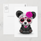 Carte Postale Jour rose du panda crâne de sucre mort sur blanc (Devant / Derrière)