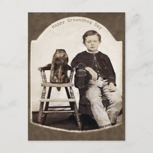 Carte Postale Jour vintage de la marmotte (Devant)