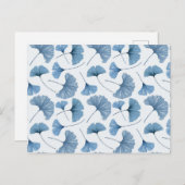 Carte Postale Journal de motif blanc et bleu feuille de Gingko (Devant / Derrière)