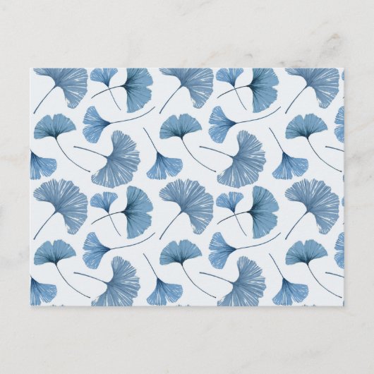 Carte Postale Journal de motif blanc et bleu feuille de Gingko (Devant)