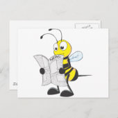 Carte Postale Journal heureux de lecture d'abeille (Devant / Derrière)